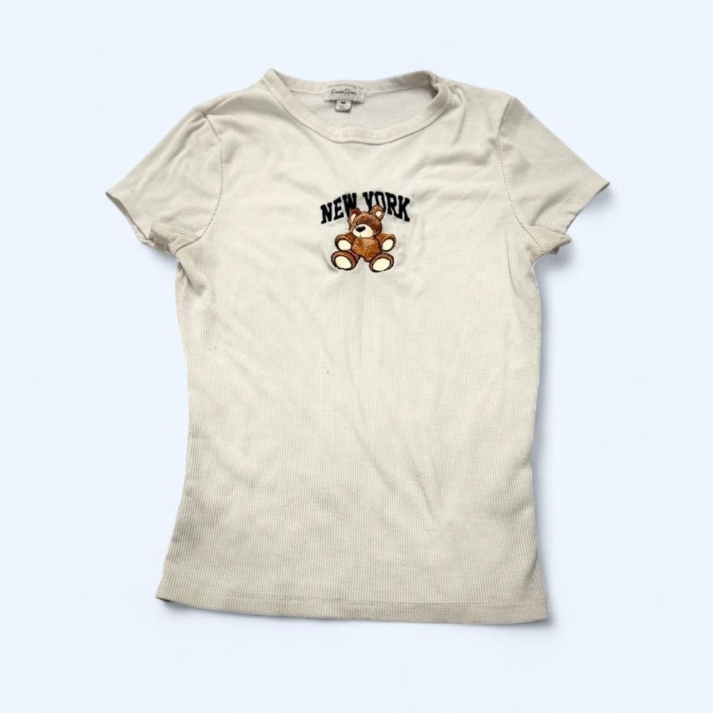Vintage Faded Rose New York Teddy Bear Ribbed Tee
